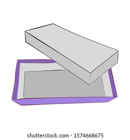 Hand Draw Sketch Vector Template or mockup Purple Shoe Box, Isolated on white

