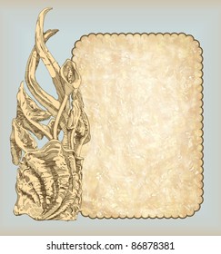 hand draw sketch vintage frame design with blank space for your text