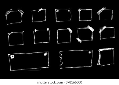 Hand Draw Sketch, White Blank Note at black background
