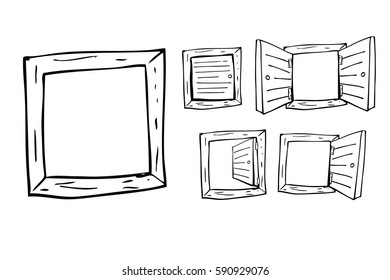 Hand Draw Sketch of Windows, Isolated on White
