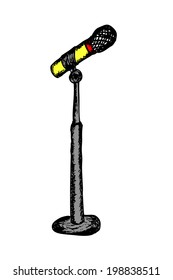 Hand draw sketch, wireless microphone 