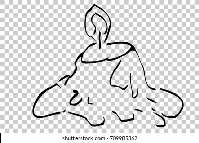 Hand Draw Sketh of Melting Candle, at Transparent Effect Background