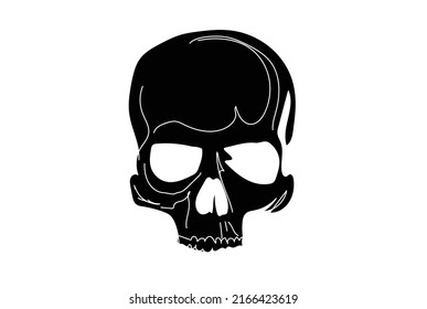 Hand draw skull black and white, for fashion design, backgrounds, t-shirts
