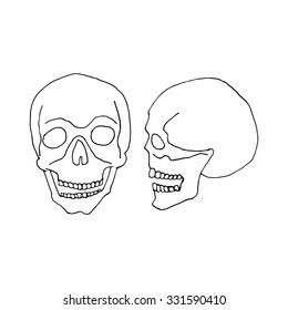hand draw a skull for decoration of cards, labels, posters, banners for Day of the Dead celebrations, Halloween Party