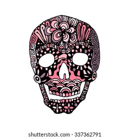 hand draw a skull zentangle trend patterns painted in different colors can be used for backgrounds, flyers, gift cards, printing on T-shirts