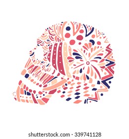 hand draw a skull zentangle trend patterns painted in different colors can be used for backgrounds, flyers, gift cards, printing on T-shirts