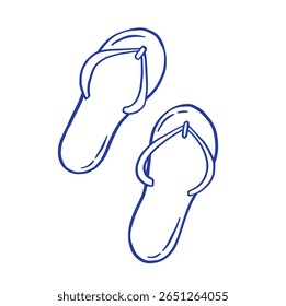 Hand draw Slippers vector illustration. Flip flops doodle icon
