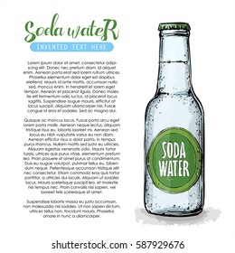 Hand draw of soda water bottle. Vector illustration.