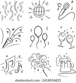 Hand draw solid black Illustration flat symbol celebration