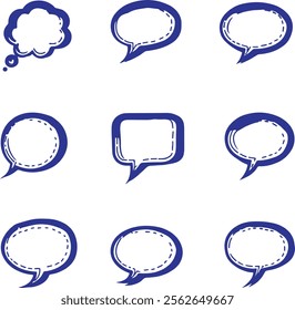 Hand draw speech bubble collection vector in halftone style set collection