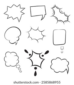 Hand Draw Speech Bubble, Vector Illustration