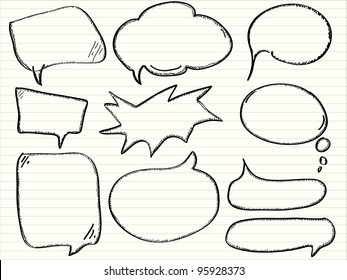 Hand draw speech bubbles, vector
