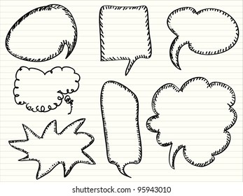 Hand draw speech bubbles, vector