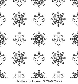 mão desenham o volante e ancoram o padrão sem emenda no tema de vela, no fundo branco