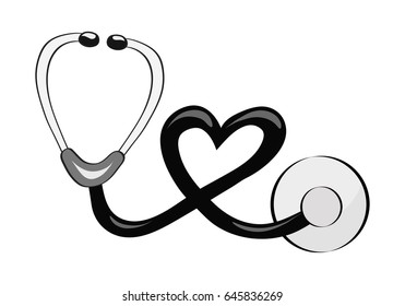 Hand draw stethoscope for the topic of medicine, medicine and health, cartoon style, stock vector illustration