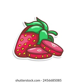 hand draw strawberry fruit illustration art