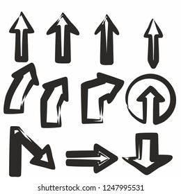 hand draw style arrows black monochrome isolated on white sign symbol  icon vector design element