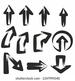 hand draw style arrows black monochrome isolated on white sign symbol  icon vector design element
