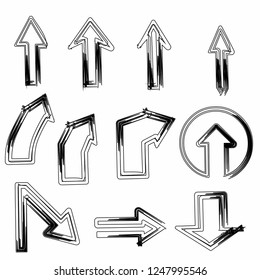 hand draw style arrows black monochrome isolated on white sign symbol  icon vector design element