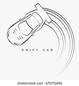 Hand draw style of drift car logo from top view.(EPS10 art vector)