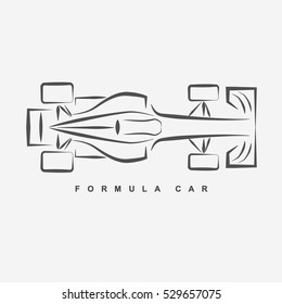 Hand draw style of formula car logo from top view.(EPS10 art vector)
