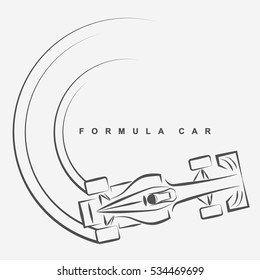 Hand draw style of formula car logo from top view.(EPS10 art vector)