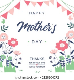 Hand draw style happy mother's day template