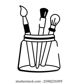 Hand draw style icon of brush holder 
