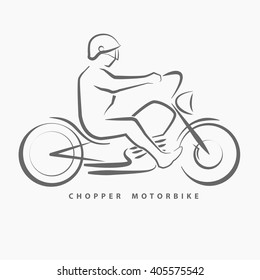 Hand draw style of a rider who is riding a chopper motorbike.(EPS10 art vector)