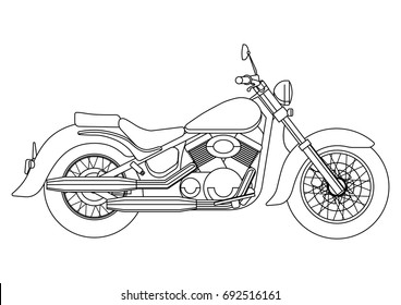 Hand draw style of a vector new motorcycle illustration for coloring book