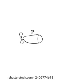 hand draw submarine icon, vector best line icon.