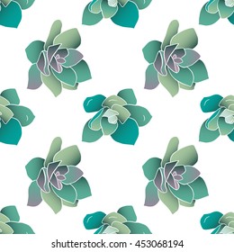 hand draw succulent seamless pattern