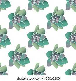 hand draw succulent seamless pattern