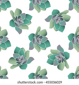 hand draw succulent seamless pattern