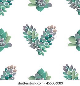 hand draw succulent seamless pattern