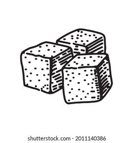 Hand draw of sugar cubes. Vector illustration