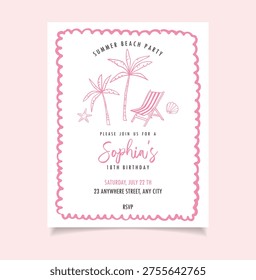 Hand draw summer prints collection. Summer Invitation, banner, card, template. Crayon drawing style, Italian la dolce vita. Wall posters