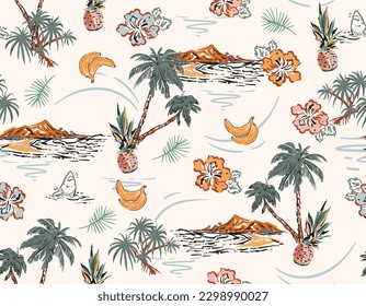 Premium Vector  Tropical summer island in phuket thailand seamless pattern  vector illustration design for fashion fabric textile wallpaper wrapping  and all prints