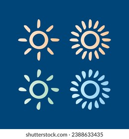 hand draw sun icons with pastel colour