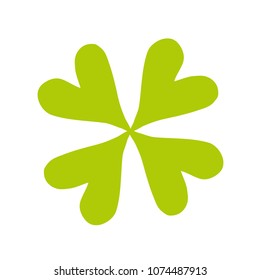 Hand draw symbol - green cloverleaf. Isolated on white background. Vector eps 10