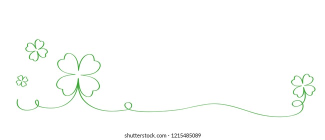 hand draw symbol green cloverleaf border isolated on white background vector illustration EPS10