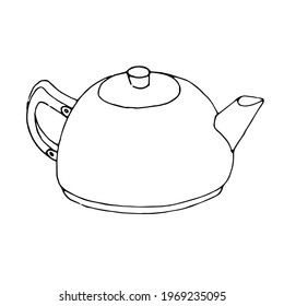 Hand draw teapot isolated on white background. 