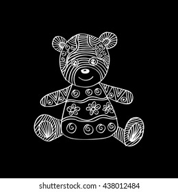 hand draw of teddy bear in zentangle style