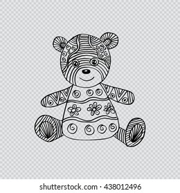 hand draw of teddy bear in zentangle style