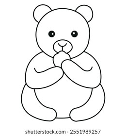 Hand draw tedybear eatting with black and white background