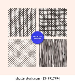 Hand draw textures, line design, black and white background. Seamless pattern, vector illustration EPS 10