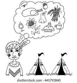 Hand Draw Thanksgiving doodle on white background