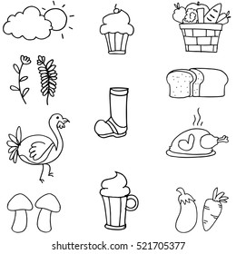 Hand draw thanksgiving set on doodles vector art