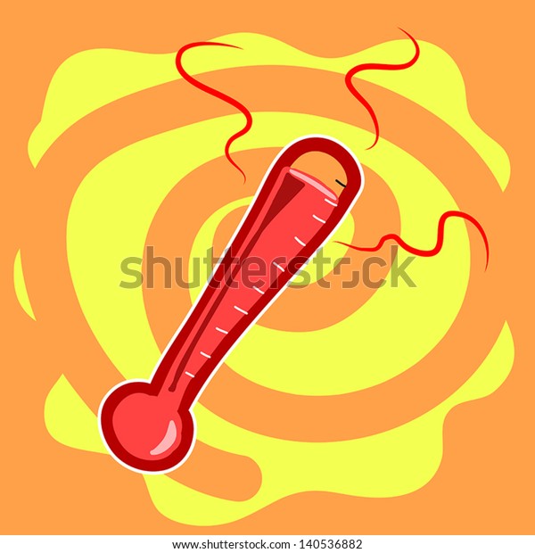 Hand Draw Thermometer Hot Cartoon On Stock Vector Royalty Free