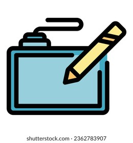 Hand draw tool icon outline vector. Stylus pad. Digital pen color flat